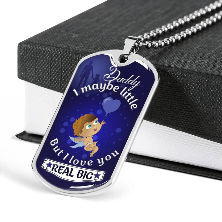 I Love You Real Big Stainless Dog Tag Pendant Necklace Gift For Dad