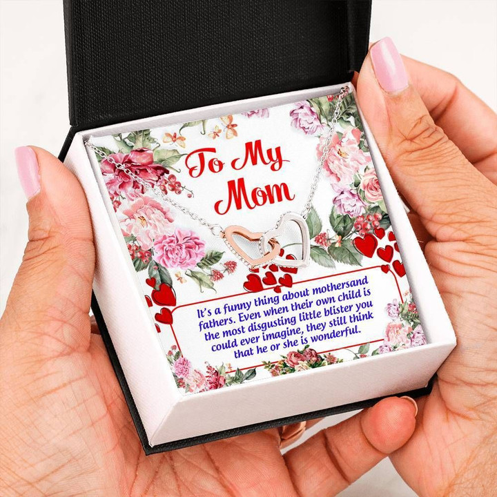 Funny Thing About Mothersand Father Interlocking Hearts Necklace Gift For Mom Mama