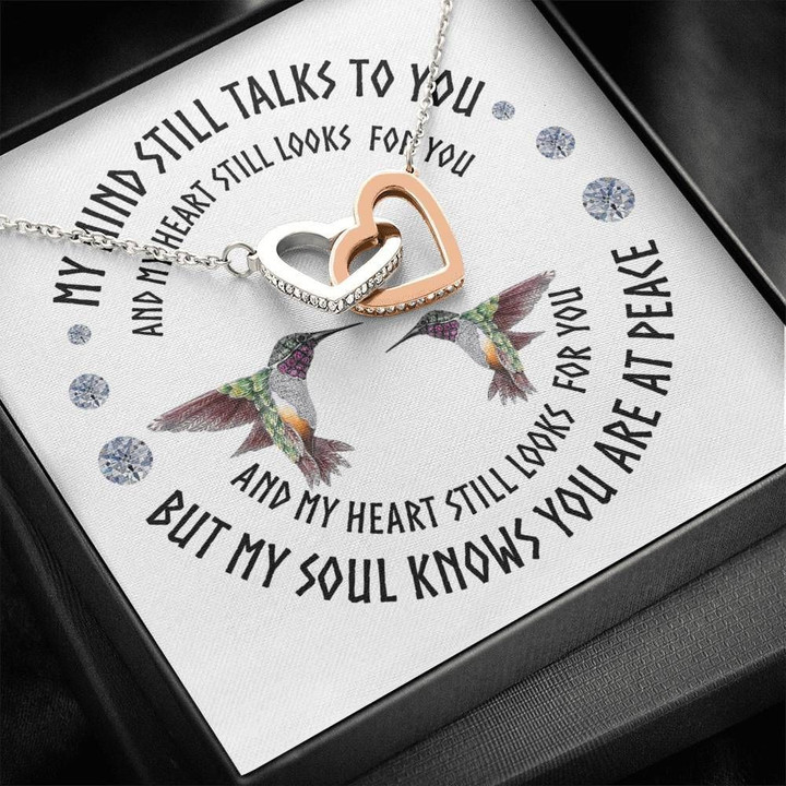 Hummingbird My Heart Still Looks For You Gift For Wife Interlocking Hearts Necklace