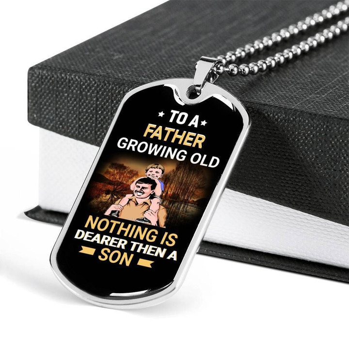 Nothing Is Dearer Then A Son Stainless Dog Tag Pendant Necklace Gift For Papa