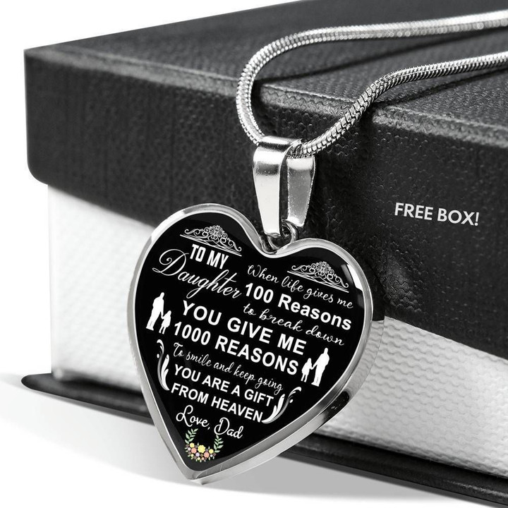 You Give Me 1000 Reasons To Smile Gift For Daughter Stainless Heart Pendant Necklace