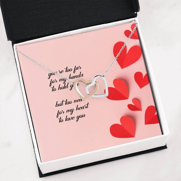 You're To Near For My Heart Gift For Her Interlocking Hearts Necklace