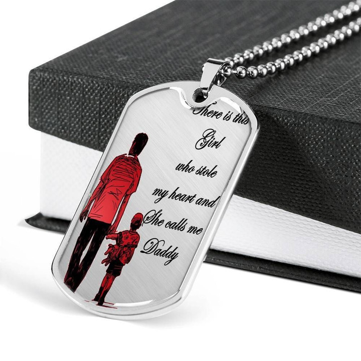 Who Stole My Heart Stainless Dog Tag Pendant Necklace Gift For Papa