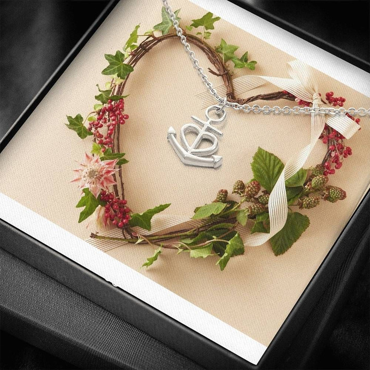 Heart Flower Stainless Anchor Necklace Gift For Her