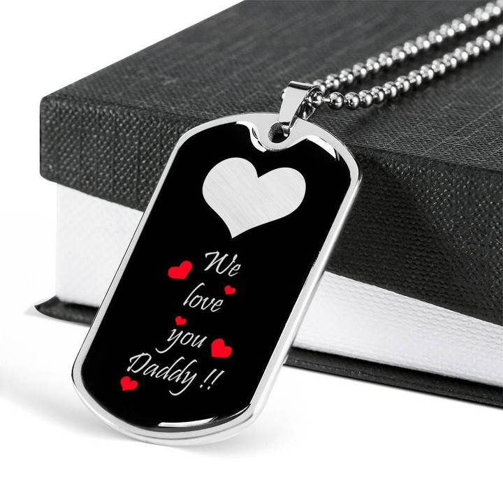 We Love You Daddy Black Stainless Dog Tag Pendant Necklace Gift For Dad