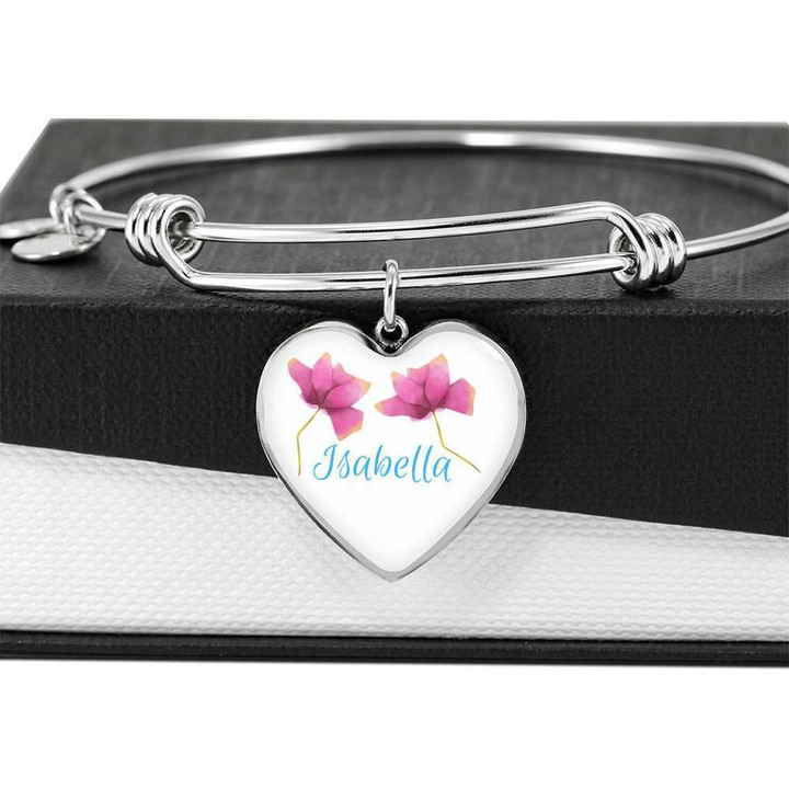 Isabella Gift For Girl Stainless Heart Adjustable Bangle