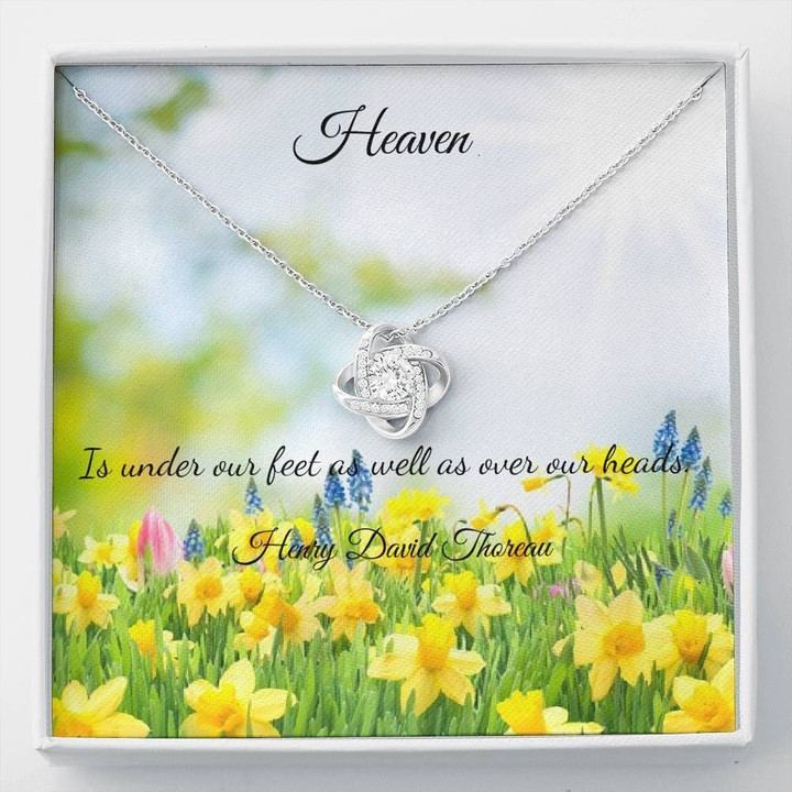 Heaven Is Under Our Feet Gift For Angel Mom 14K White Gold Love Knot Necklace