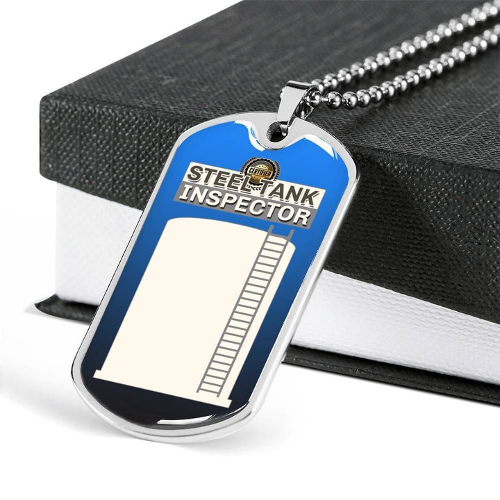 Steel Tank Inspector Gift For Men Stainless Dog Tag Pendant Necklace