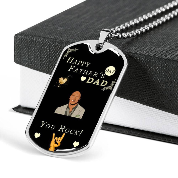 You Rock Gift For Dad Stainless Dog Tag Pendant Necklace