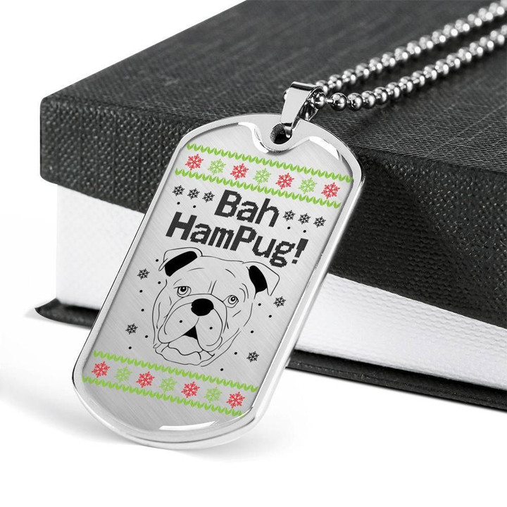 Bah Hampug Christmas Stainless Dog Tag Pendant Necklace Gift For Dog Lovers