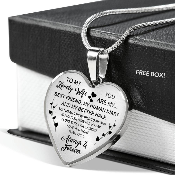 You Are My Better Half Gift For Wife Stainless Heart Pendant Necklace