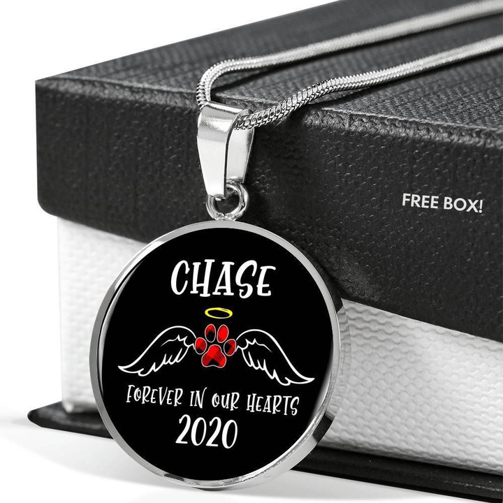 Chase Forever In My Heart Gift For Dog Lovers Stainless Circle Pendant Necklace