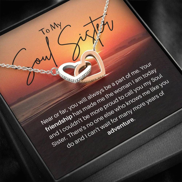 Gift For Soul Sister You'll Always Be A Part Of Me Interlocking Hearts Necklace