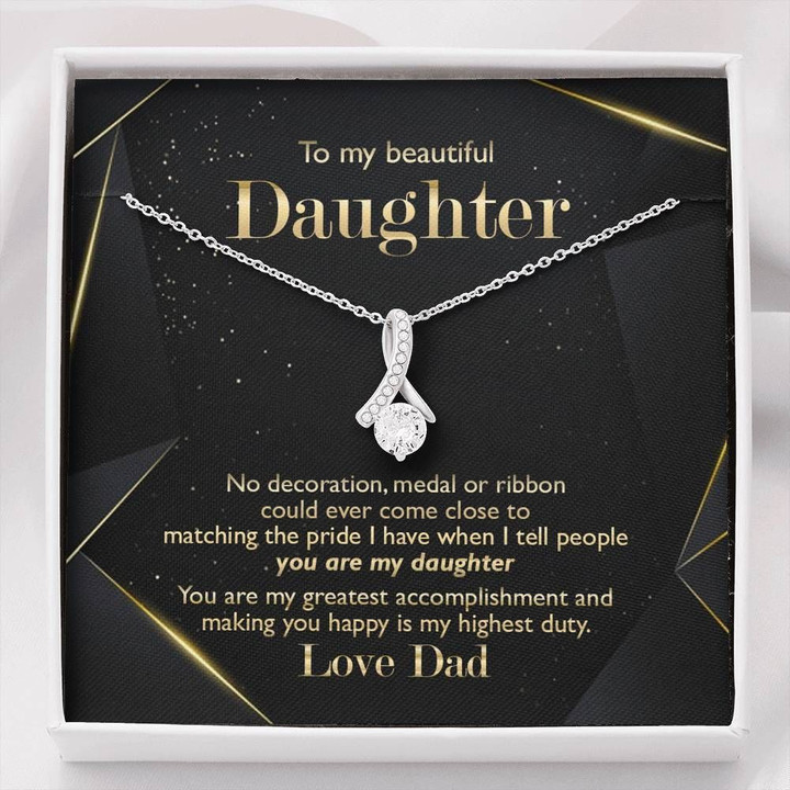 Gift For Daughter You Are My Greatest Accomplishment 14K White Gold Alluring Beauty Necklace