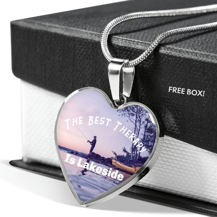 The Best Therapy Is Lakeside Heart Pendant Necklace Gift For Women