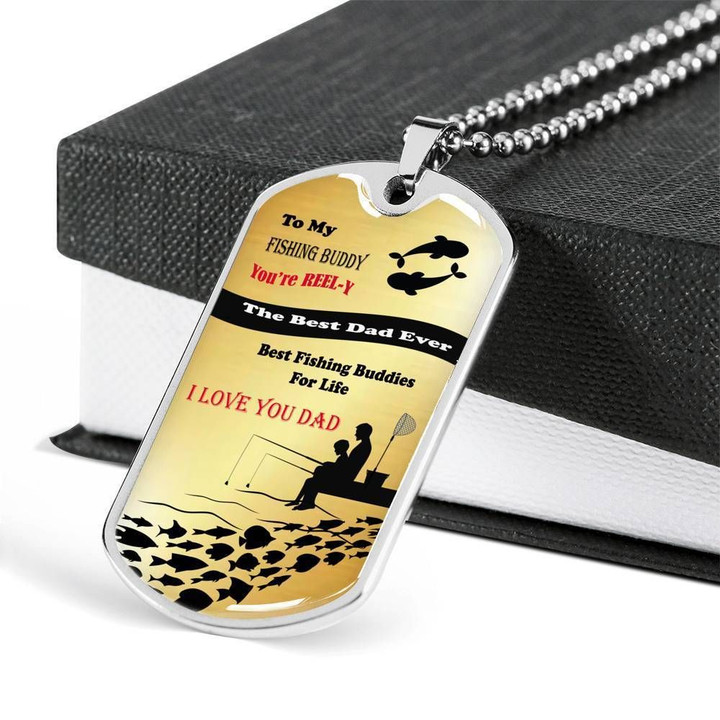 Best Fishing Buddies For Life Sea Creature Dog Tag Necklace Gift For Dad