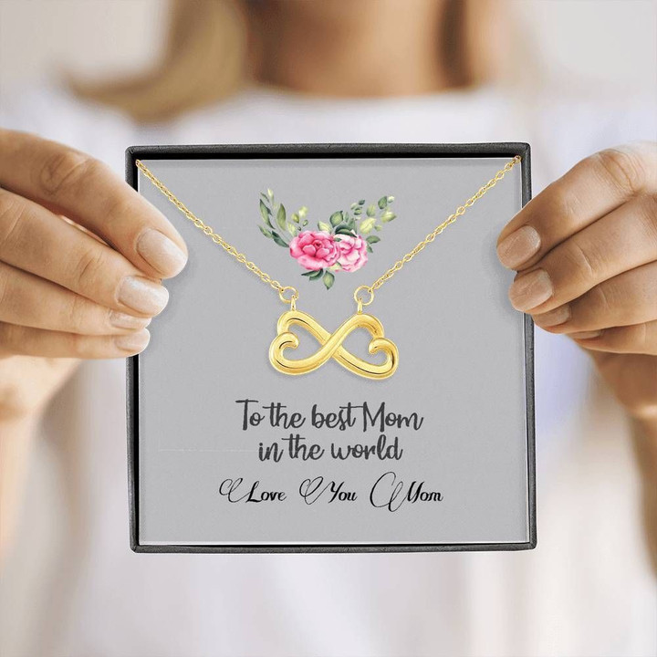 To The Best Mom In The World 18K Gold Infinity Heart Necklace