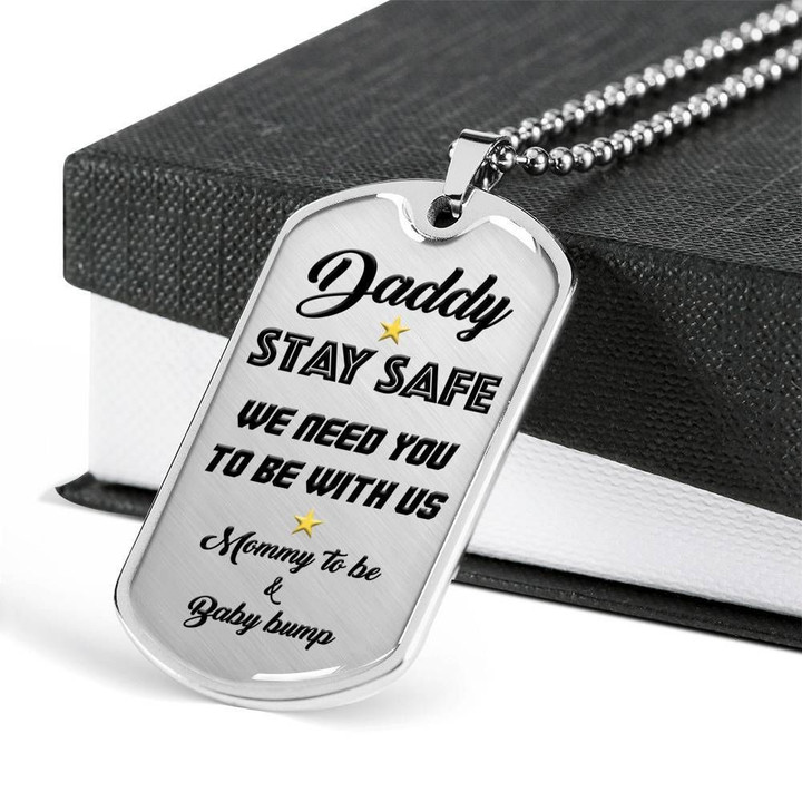 Stay Safe We Need You Stainless Dog Tag Pendant Necklace Gift For New Mom