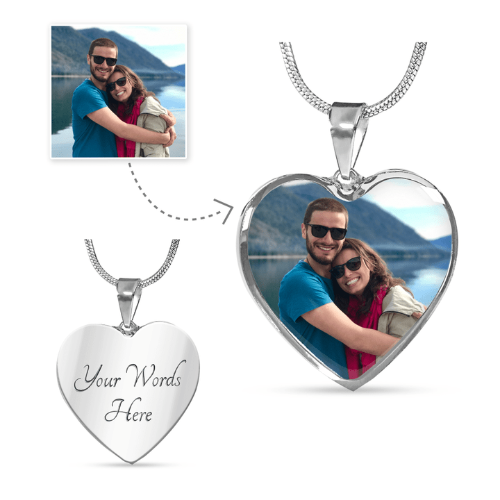The Beauty Of Love Anniversary Gift Stainless Custom Photo Heart Pendant Necklace