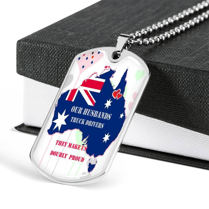 They Make It Doubly Proud Stainless Dog Tag Pendant Necklace Gift For Truck Driver Husband