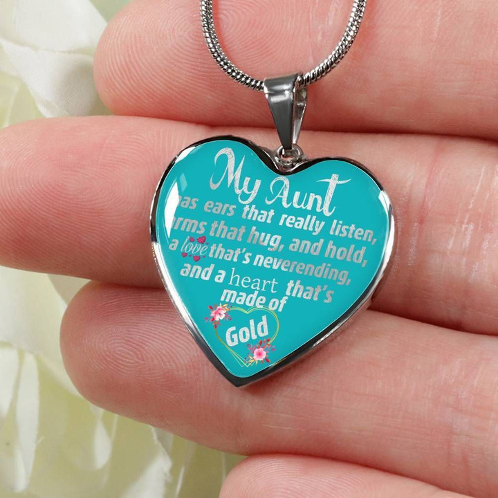 My Aunt's Never Ending Love Gift For Aunt Stainless Heart Pendant Necklace