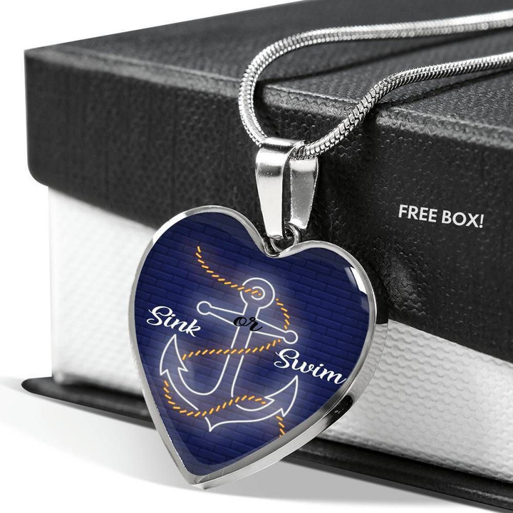 Sink Swim Stainless Heart Pendant Necklace Gift For Her