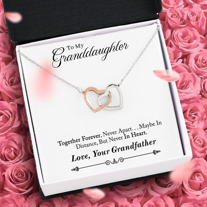 Grandfather Gift For Granddaughter Together Forever Never Apart Interlocking Hearts Necklace