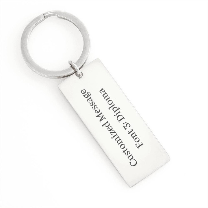 Customized Message Font Diploma Engraved Keyring Gift For Him