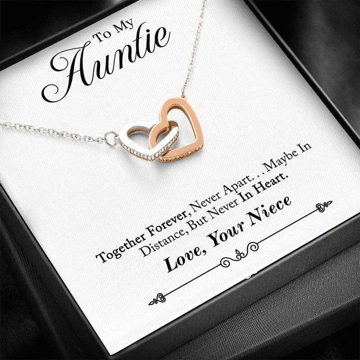 Niece Gift For Auntie Together Forever Never Apart Interlocking Hearts Necklace