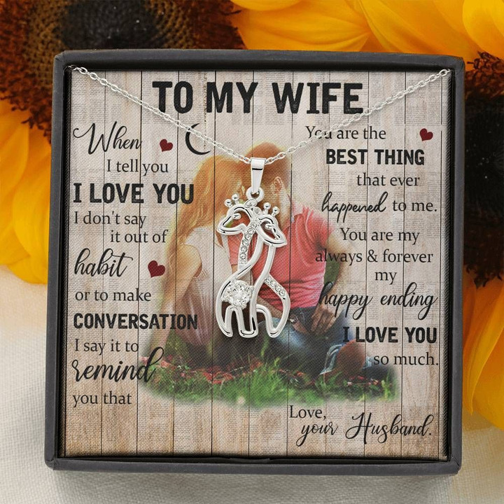 I Love You So Much Giraffe Couple Necklace Gift For Wife