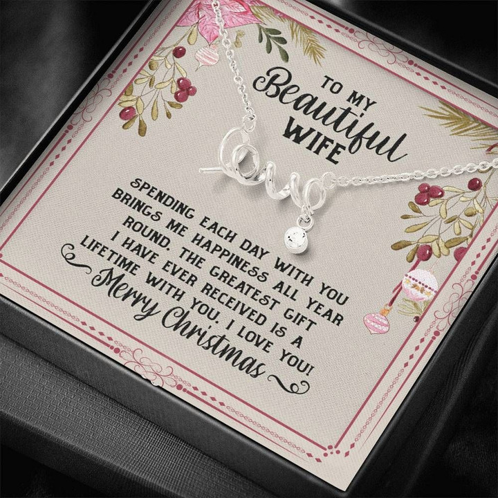 Gift For Wife Spending Each Day With You Stainless Scripted Love Necklace
