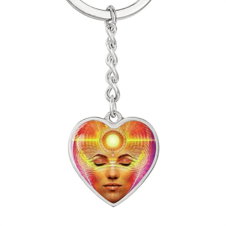 Third Eye Chakra Graphic Stainless Heart Pendant Keychain Gift For Women
