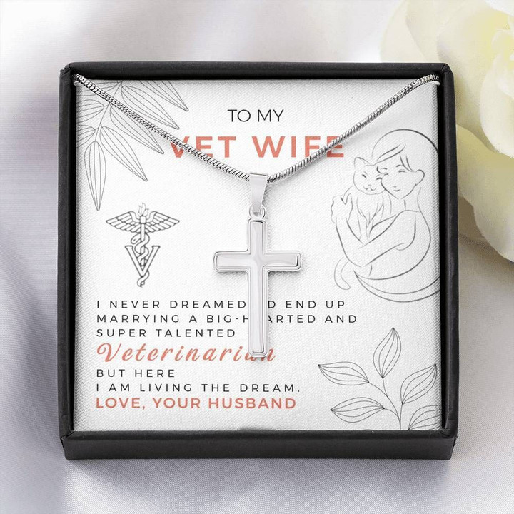 Gift For Vet Wife Marrying A Big Hearted Like You Stainless Cross Necklace