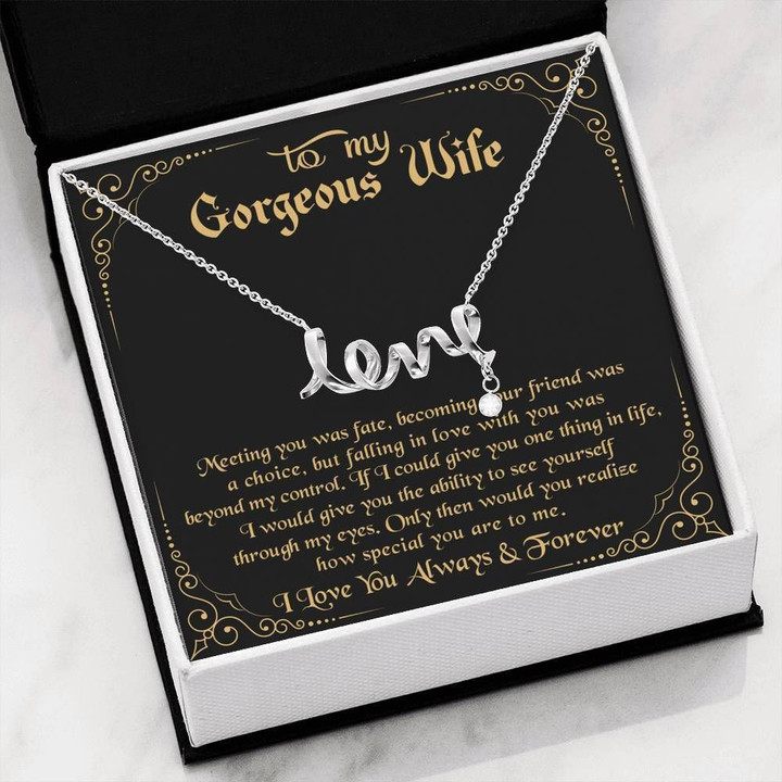Falling In Love With You Black Background Scripted Love Necklace Gift For Wife