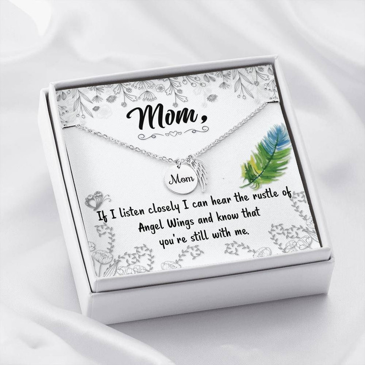 Gift For Angel Mom You're Still With Me Remembrance Angel Wing Necklace