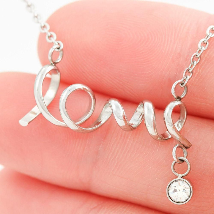 Red Merry Christmas Gift For Girlfriend Stainless Scripted Love Necklace