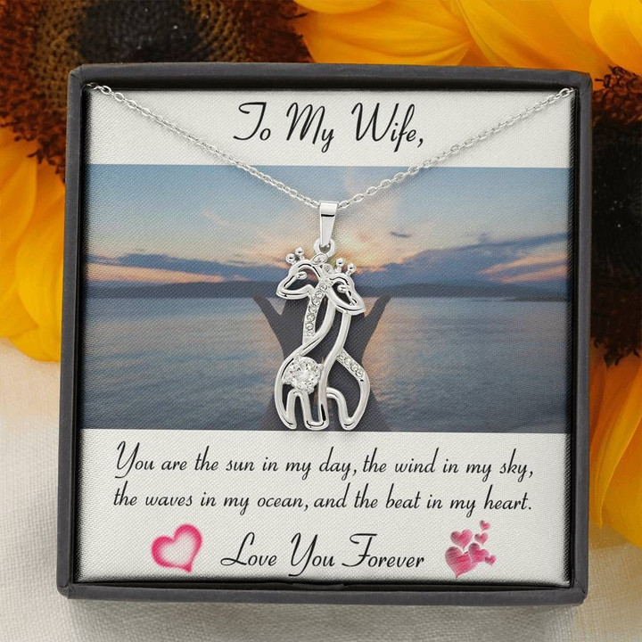 Gift For Wife You Are The Sun In My Day Giraffe Couple Necklace