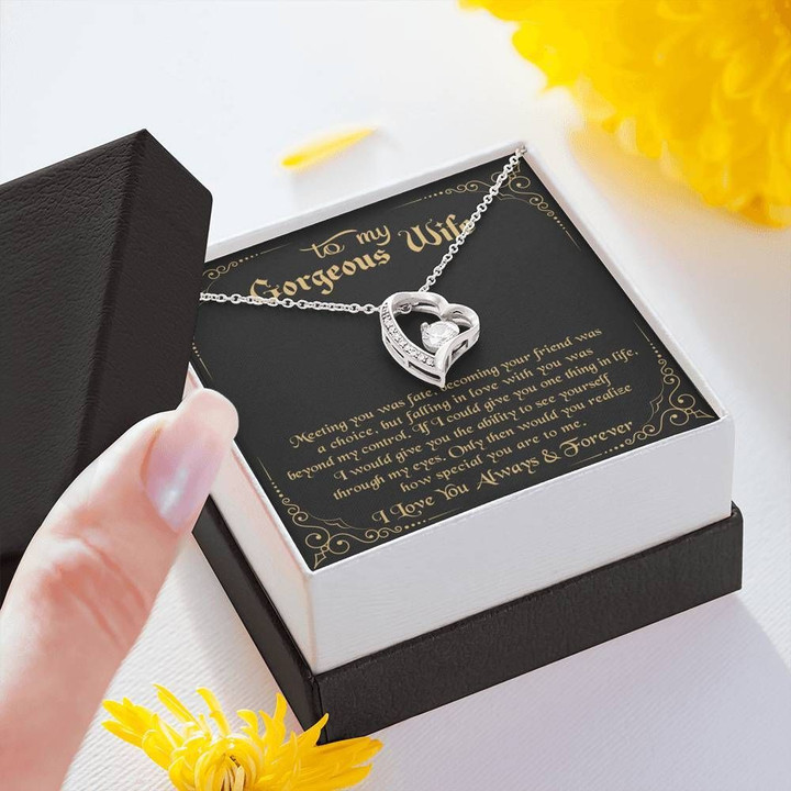 Meeting You Was Fate 14K White Gold Forever Love Necklace Gift For Wife