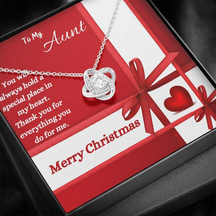 Merry Christmas Thanks For Everything You Do Love Knot Necklace Gift For Aunt