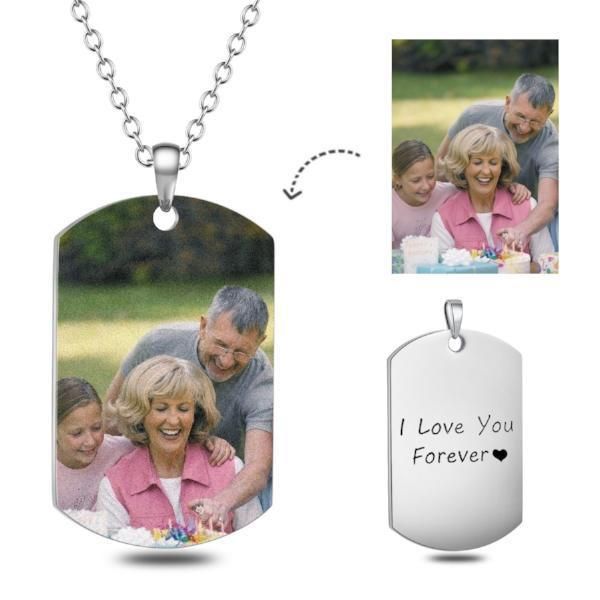 Happy Family I Love You Forever Custom Photo Dog Tag Necklace Gift For Grandma