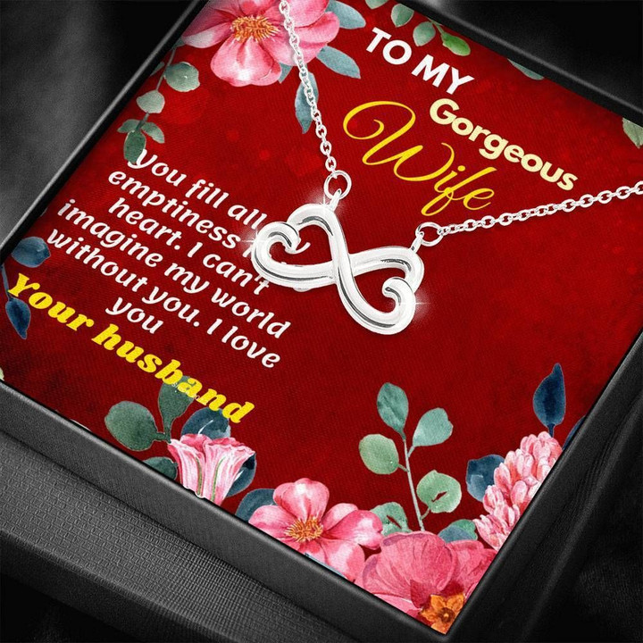 I Can't Imagine My World Without You Infinity Heart Necklace Gift For Her