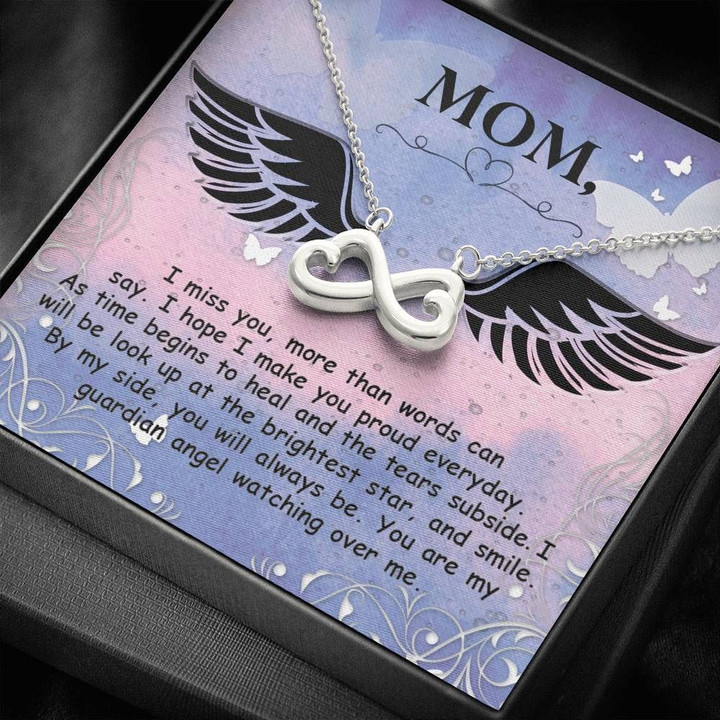 I Miss You Infinity Heart Necklace Memorial Gift For Mom In Heaven