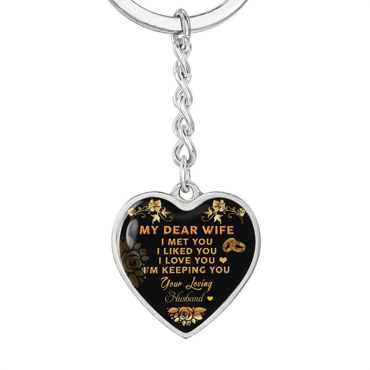 Gift For Wife I'm Keeping You Stainless Heart Pendant Keychain