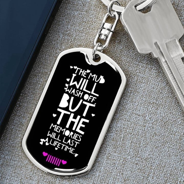 Mud And Memories Black Stainless Dog Tag Pendant Keychain Gift For Men