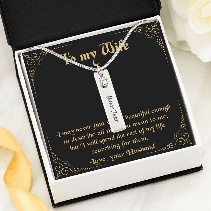 Spend The Rest Of My Life Black Background Birthstone Name Bar Necklace Gift For Wife