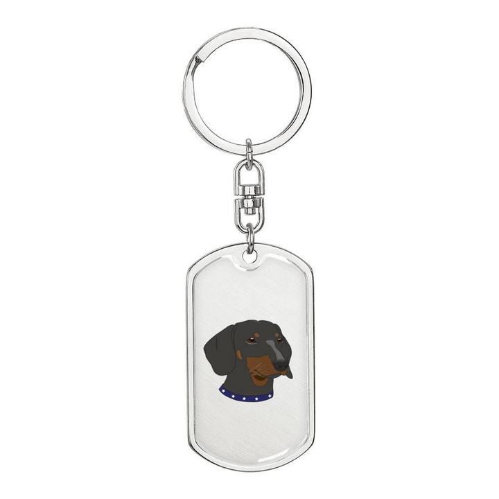 Dachshund Face Stainless Dog Tag Pendant Keychain Gift For Dog Lovers