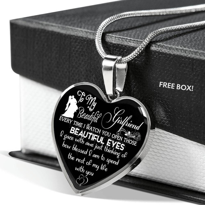 I Gaze With Awe Just Thingking Of Gift For Girlfriend Heart Pendant Necklace