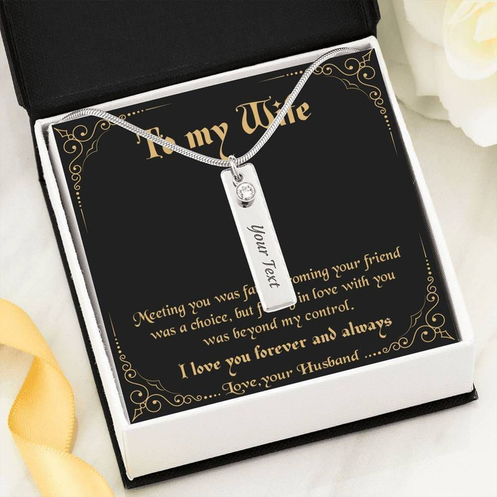 Meeting You Was Fate Black Background Birthstone Name Bar Necklace Gift For Wife