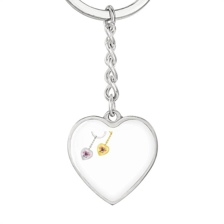 Two Small Hearts Keychain Inside Gift For Girls Stainless Heart Pendant Keychain