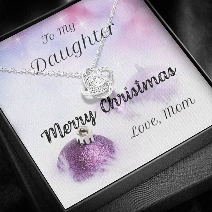 Merry Christmas Love Knot Necklace Mom Gift For Daughter